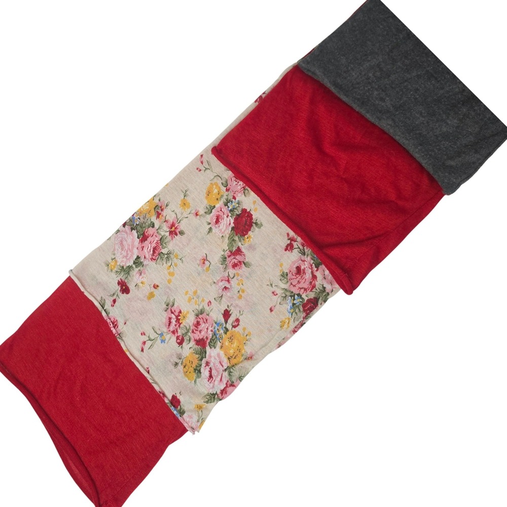 4 Stretchy Neck Gators Thin Hair Cover Face Mask 18" x 16" Red Gray Floral Pink